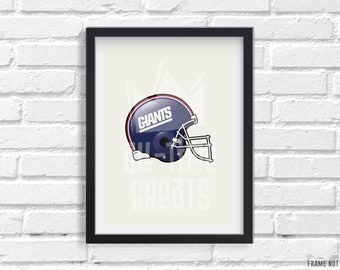New York Giants Helmet Art Print, NFL Football Illustrated Print, Perfect Small Gift for Football Fan