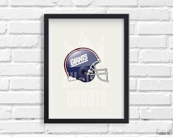 New York Giants Helmet Art, NFL Illustrated Print