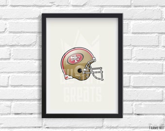 San Francisco 49ers Helmet Art Print, NFL Football Illustrated Print, Perfect Small Gift for Football Fan