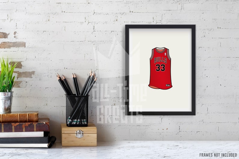 Scottie Pippen 1995 Chicago Bulls Jersey Illustrated Print Chicago Sports Memorabilia image 5