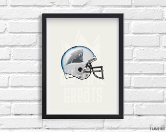 Carolina Panthers Helmet Art Print, NFL Football Illustrated Print, Perfect Small Gift for Football Fan