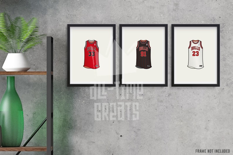 Scottie Pippen 1995 Chicago Bulls Jersey Illustrated Print Chicago Sports Memorabilia image 6