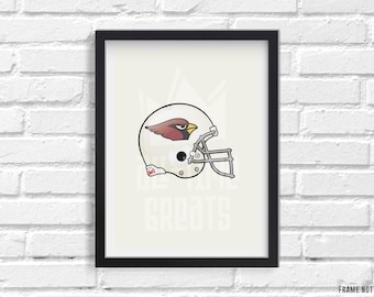 Arizona Cardinals Helmet Art Print, NFL Football Illustrated Print, Perfect Small Gift for Football Fan