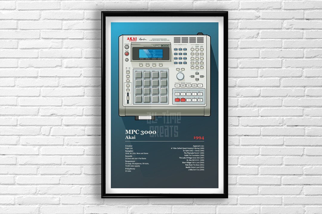 High-quality Akai MPC 3000 Art: Vintage Hip-hop Drum Machine