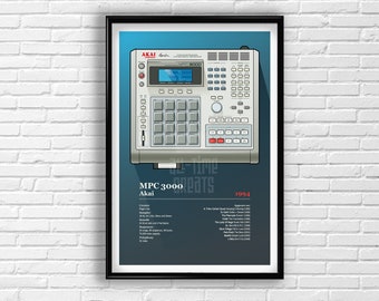 Arte Akai MPC 3000 de alta calidad: caja de ritmos de hip-hop vintage Póster