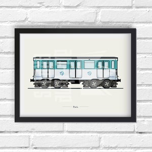 Paris Metro Art Print, Small Train Illustration, Perfect Small Gift for Subway Enthusiast