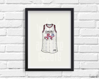 Vintage 1996 Toronto Raptors Damon Stoudamire Jersey Illustration Print