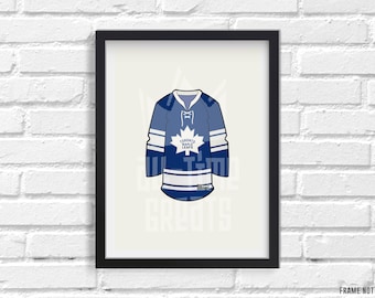 Toronto Maple Leafs Jersey Art Print, Small Vintage Sports Illustration, Perfect Small Gift for Hockey Fan