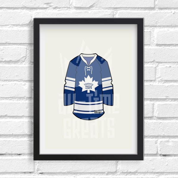 Toronto Maple Leafs Jersey Art Print, Small Vintage Sports Illustration, Perfect Small Gift for Hockey Fan