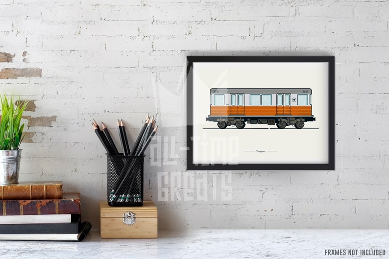 Boston Subway Art Print, Small Train Illustration, Perfect Small Gift for Subway Enthusiast image 5