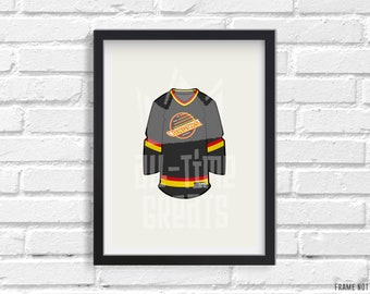 Vintage Vancouver Canucks Jersey Print - Classic Hockey Art - Small Vintage Sports Illustration, Perfect Small Gift for Hockey Fan