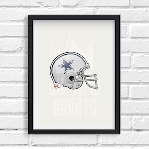 Dallas Cowboys Helmet Art Print, NFL Football Illustrated Print, Perfect Small Gift for Football Fan