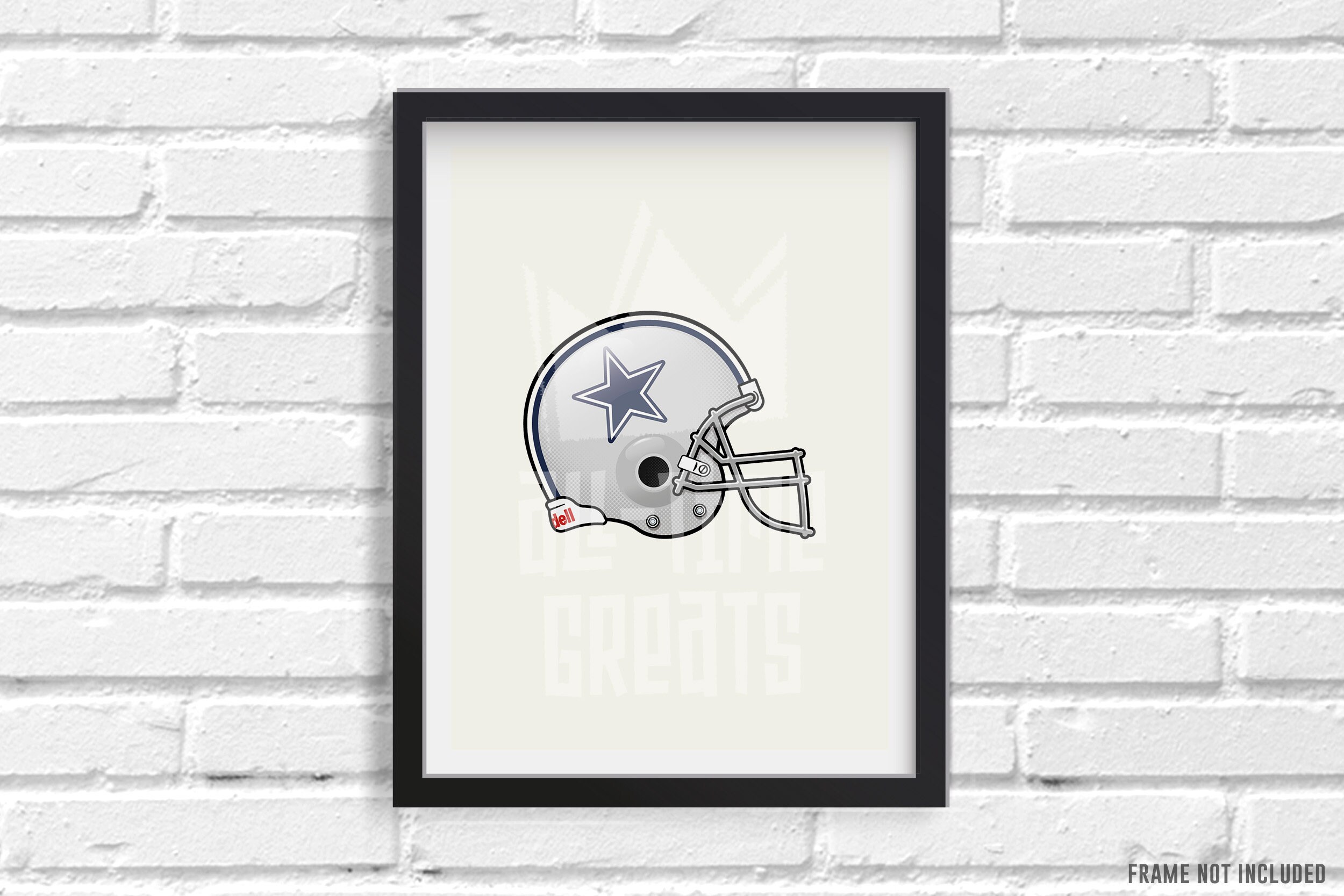 Dallas Cowboys Helmet Art Print, NFL Football Illustrated Print, Perfect Small Gift for Football Fan