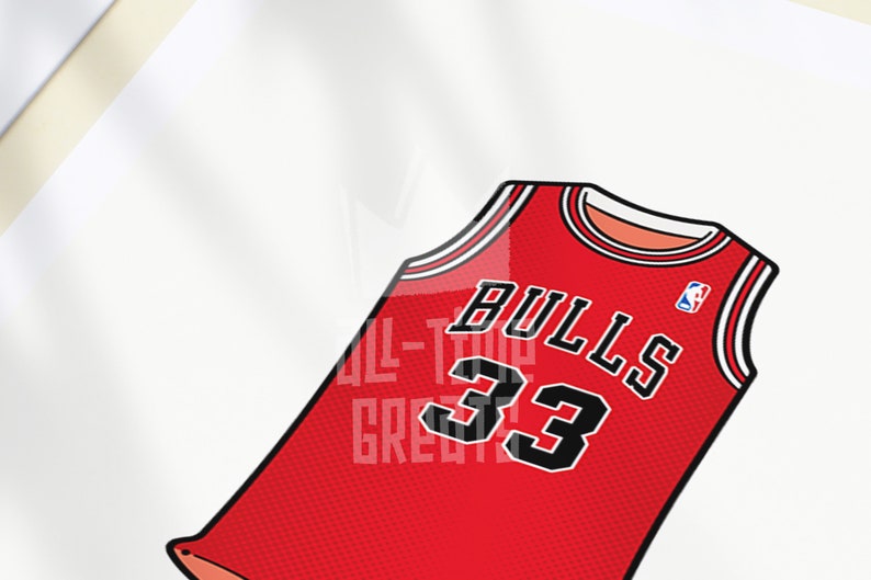 Scottie Pippen 1995 Chicago Bulls Jersey Illustrated Print Chicago Sports Memorabilia image 3