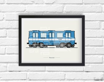 Montreal Subway Art Print, Small Train Illustration, Perfect Small Gift for Subway Enthusiast