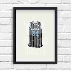 Shaquille O&#39;Neal #32 Orlando Magic Vintage Jersey Print - NBA Fan Art & Memorabilia
