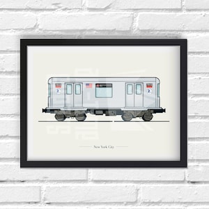 New York City Subway Art Print, Small Train Illustration, Perfect Small Gift for Subway Enthusiast