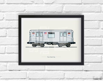 New York City Subway Art Print, Small Train Illustration, Perfect Small Gift for Subway Enthusiast