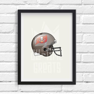 Tampa Bay Buccaneers Helmet Art Print, NFL Football Illustrated Print, Perfect Small Gift for Football Fan