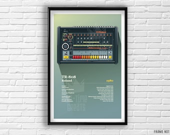 Roland TR808 Art Print (1980) Analog Drum Machine Poster