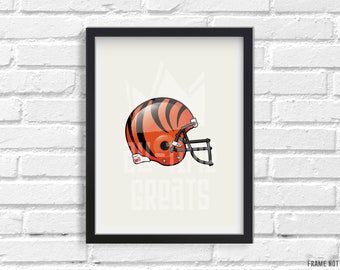 Cincinnati Bengals Helmet Illustrated Art Print, NFL Gift