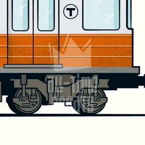 Boston Subway Art Print, Small Train Illustration, Perfect Small Gift for Subway Enthusiast image 4