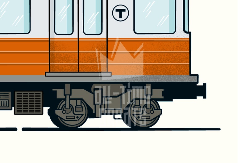 Boston Subway Art Print, Small Train Illustration, Perfect Small Gift for Subway Enthusiast image 4