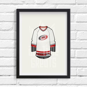 Carolina Hurricanes Vintage Jersey Art Print, Small Vintage Sports Illustration, Perfect Small Gift for Hockey Fan