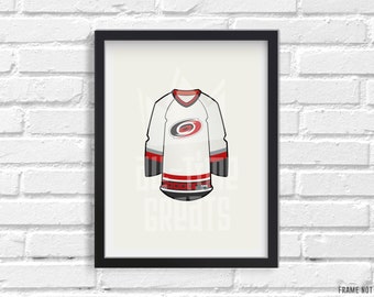 Carolina Hurricanes Vintage Jersey Art Print, Small Vintage Sports Illustration, Perfect Small Gift for Hockey Fan