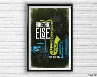 CANNONBALL ADDERLEY - Somethin' Else Jazz Art Print, Blue Note Records Poster (1958)