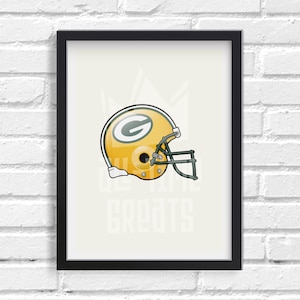 Green Bay Packers Helmet Print - NFL Fan Art & Decor - NFL Football Illustrated Print, Perfect Small Gift for Football Fan