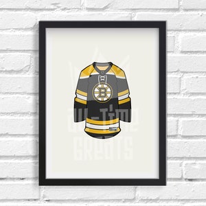 Boston Bruins Jersey Print - Celebrate Bruins Legacy with NHL Hockey Fan Art & Decor for Your Home! Perfect Gift for Hockey Enthusiasts