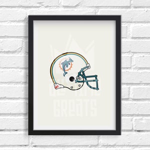 Miami Dolphins NFL Helmet Print - Football Fan Art & Decor - Etsy