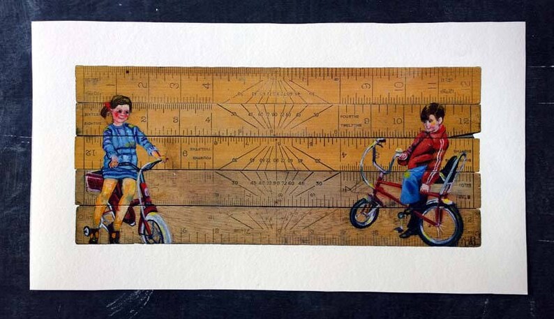 In Tandem, cycling print, cycle, bikes, retro, quirky print, peddle, vintage vibe, home decor image 3
