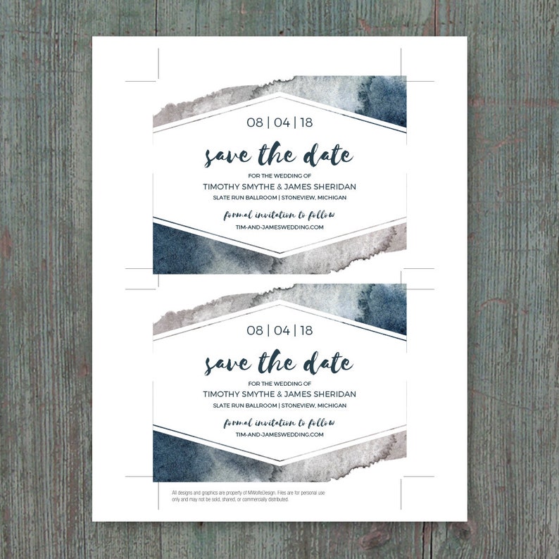 Printable Save the Date DIY Template \u2022 Instant Download \u2022 Stone Wash Watercolor