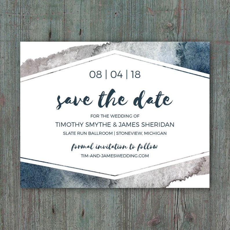 Printable Save the Date DIY Template \u2022 Instant Download \u2022 Stone Wash Watercolor