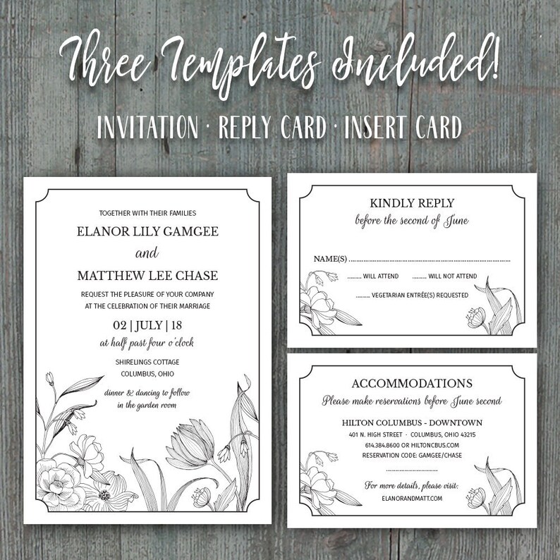 Printable Wedding Suite DIY Template Instant Download | Etsy