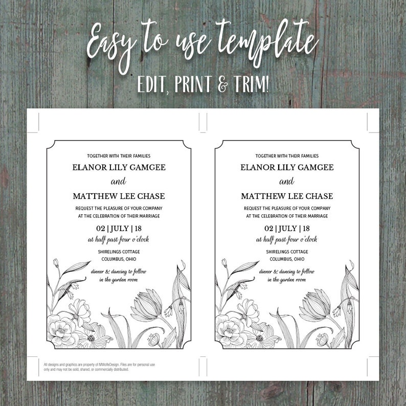 Printable Wedding Suite DIY Template Instant Download | Etsy