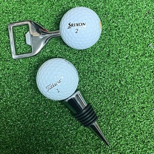 Golf Ball Bottle Opener & Wine Stopper Set - Custom Made! Custom Golf Gift, Wedding Golf Gift, Birthday Golf Gift, Golf Trip Gift