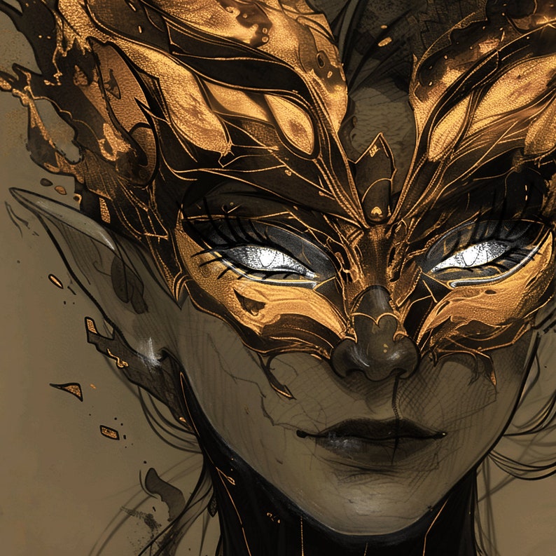 Nesta Archeron, Lady Death, Sarah J Maas, SJM, A Court of Silver Flames, mask, Cauldron Made, Victorian drawing, silver flame