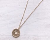 Large golden compass necklace, boho gypsy nomad jewelry, gold filled coin choker, wanderlust gift
