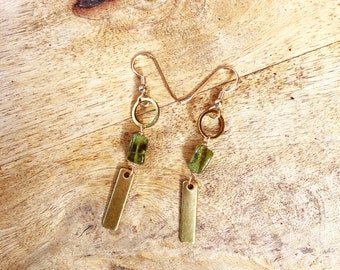 Peridot Stab  Ohrringe, Boho Gypsy Schmuck, Gold Filled Edelstein Ohrringe, Geschenk