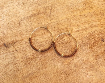 Rusty Nugget Hoop Earrings, Gold Filled Handmade Earrings