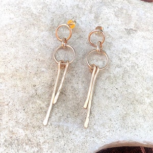 Boho Fringe Stud Earrings, Gold Filled Earrings