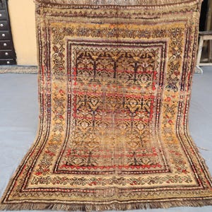 4x5 Ft Antique Faded Low Pile Rug - Afghan Hand-Knotted Vintage Wool Rug - Turkish Vintage Rug - Living Room Rug Bedroom Rug, Distressed Rug