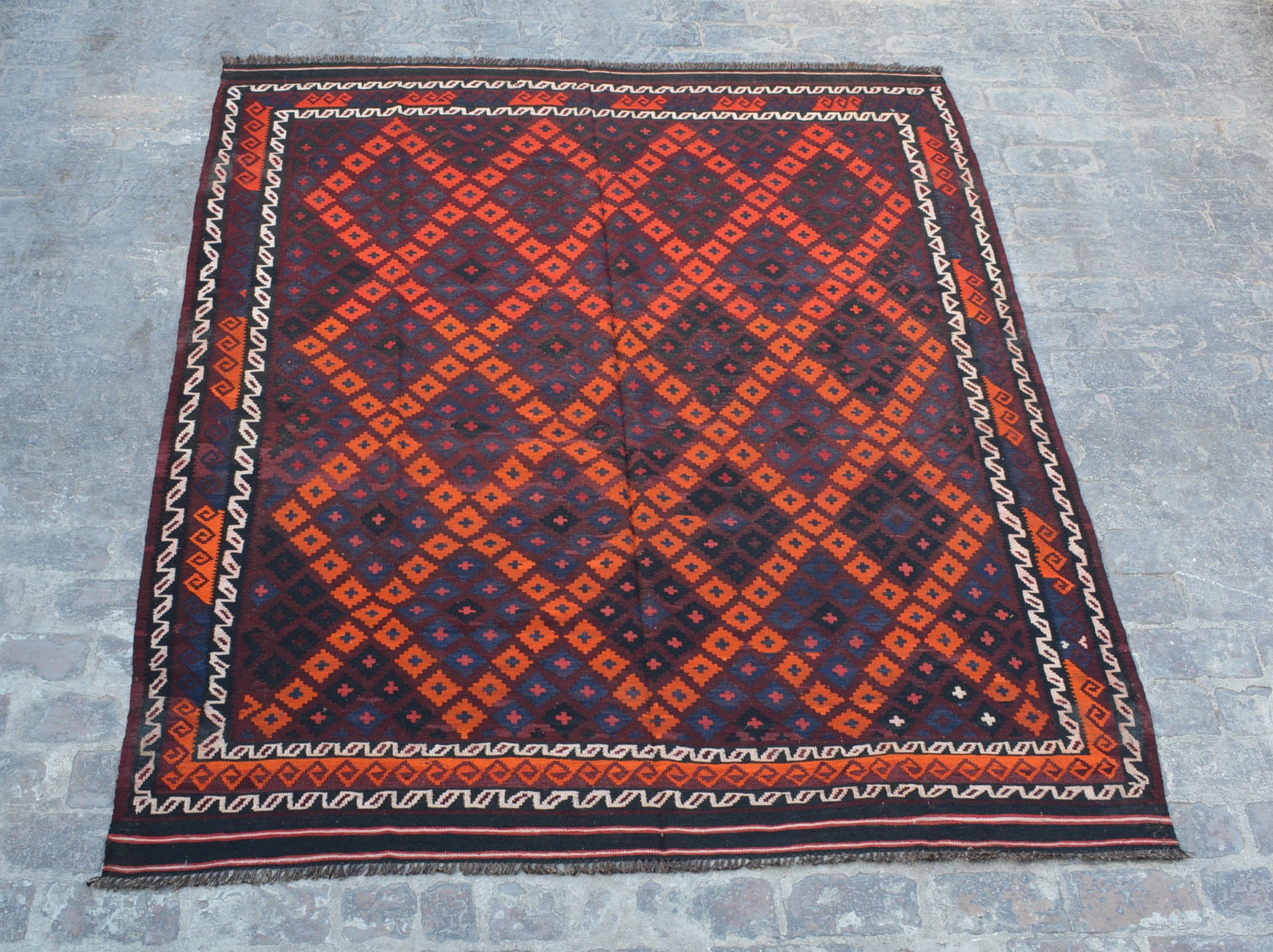 Handmade Afghan Ghallmori Vintage 100% 6'9 x 8'3 FT | Etsy