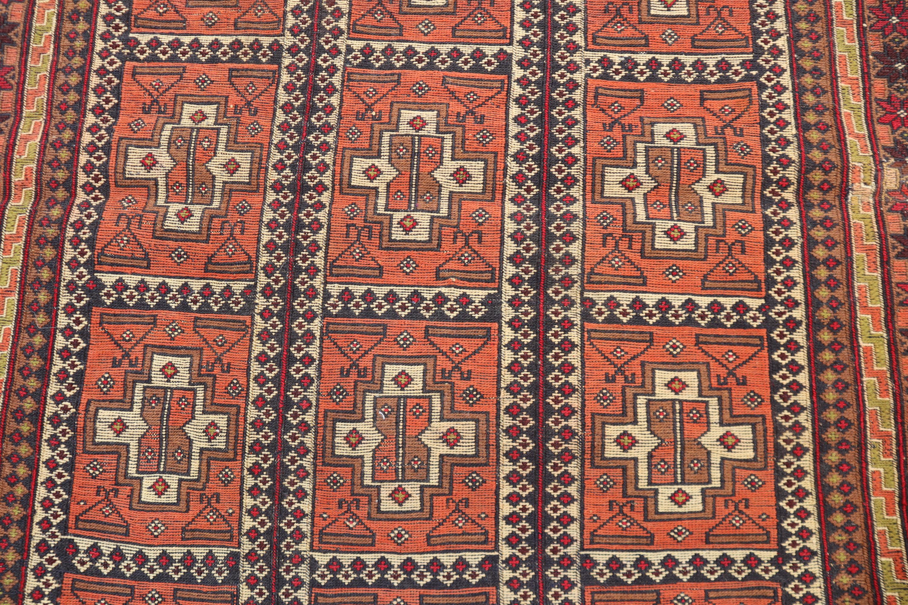 ヴィンテージ アフガニスタン スマック キリム ラグ：手織りウール