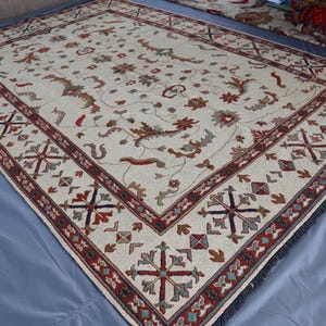 7x10 Flatweave Soumak Kilim Floral Vine Design, Oriental Kilim Rug - Afghan Handmade wool Rug - Turkish Kilim Rug - Bedroom, Living Room Rug