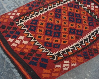 3'3 x 4'8 Feet Vintage Afghan Maimana kilim rug