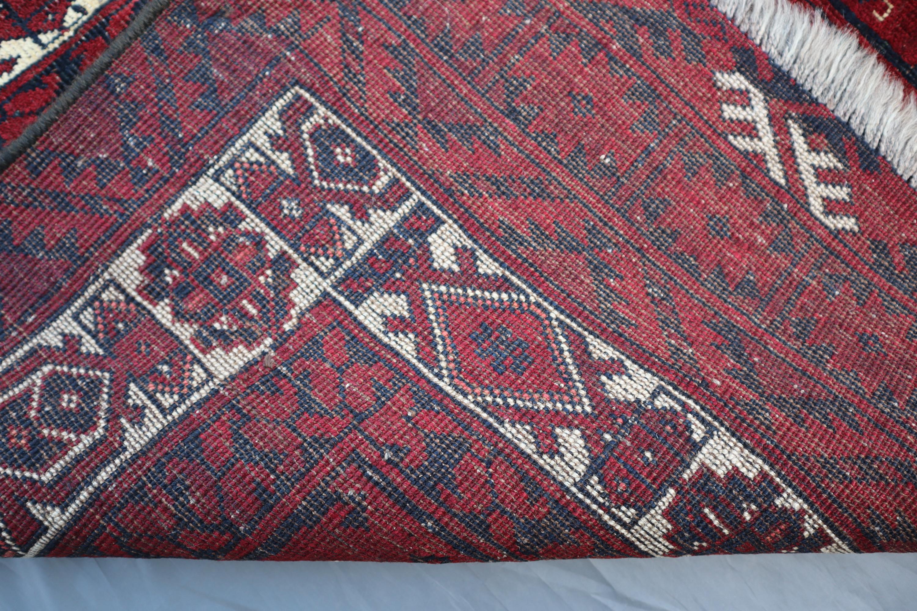 4x6 ヴィンテージ トルクメンウールラグ：手織りアフガニスタン部族